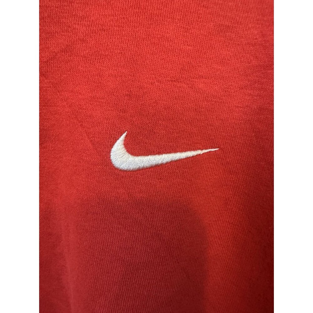 Vintage Y2K Nike Mini Swoosh Check Essential Hoodie Sweatshirt XL Red Flaws - Picture 2 of 6